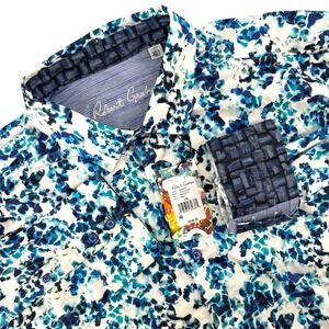 Robert Graham Newman Woven Mens‎ Blue Floral Classic Fit Button Down Shirt 2XL